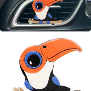 Bird Car Decor,Cute Toucan Air Vent Clip Car Freshener,Acrylic Rainforest Theme Decorations Accessories,Refillable Clip on Diffuser for Women Teens