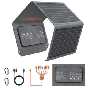 Portable Solar Panel Charger 40W Foldable Solar Panel for Portable Power Station, Iphone, Ipad, Laptop, Camping Solar Panels with USB QC 3.0/USB C/18V DC, Solar Panels for Camping Outdoor Van RV Trip
