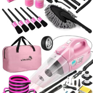 14PCS Car Cleaning Detailing Kit Interior Cleaner with High Power Car Vacuum and 56PCS Roadside Emergency Car Safety Kit
